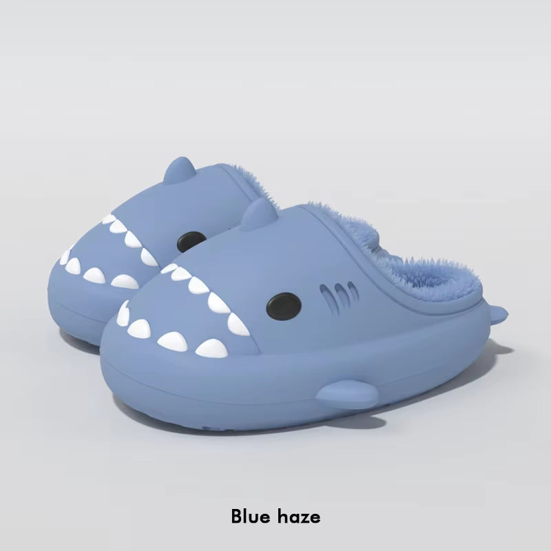 Shark Plush Slippers for Women Men Autumn Winter Warm Cartoon Cotton Slipper Non-Slip Waterproof Outdoor Home Shoes Shakr Slides