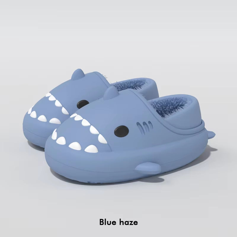 Shark Plush Slippers for Women Men Autumn Winter Warm Cartoon Cotton Slipper Non-Slip Waterproof Outdoor Home Shoes Shakr Slides