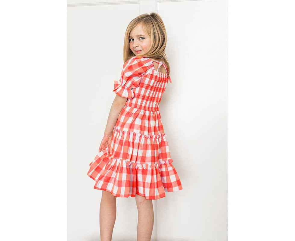 Stylish Summer Matching Red Plaid Maxi Dresses for Mum and Bub