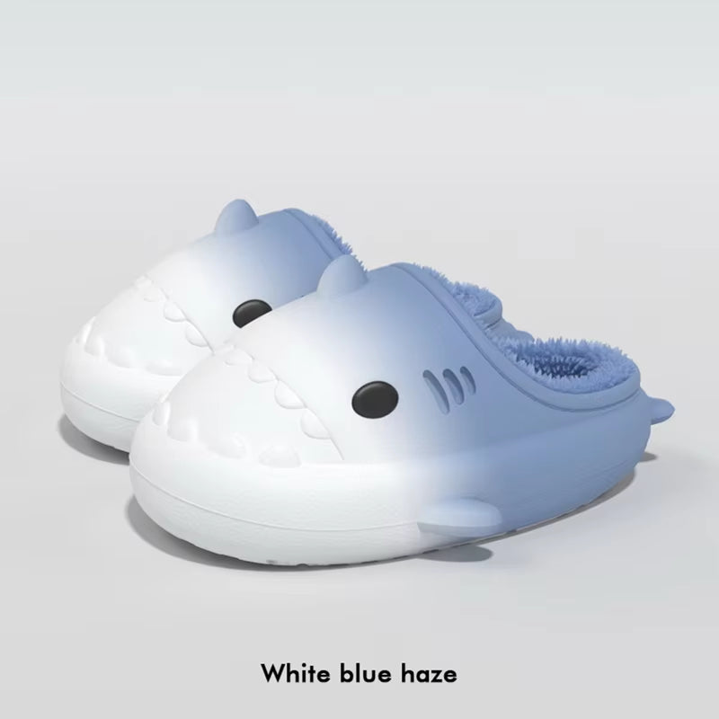 Shark Plush Slippers for Women Men Autumn Winter Warm Cartoon Cotton Slipper Non-Slip Waterproof Outdoor Home Shoes Shakr Slides