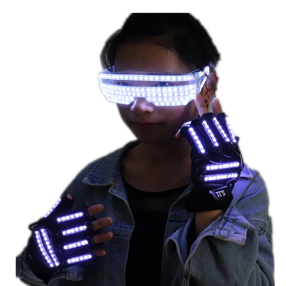 New Design LED Light Emitting Costumes LED Luminous Glasses Gloves Stage Props LED Luminous Costumes