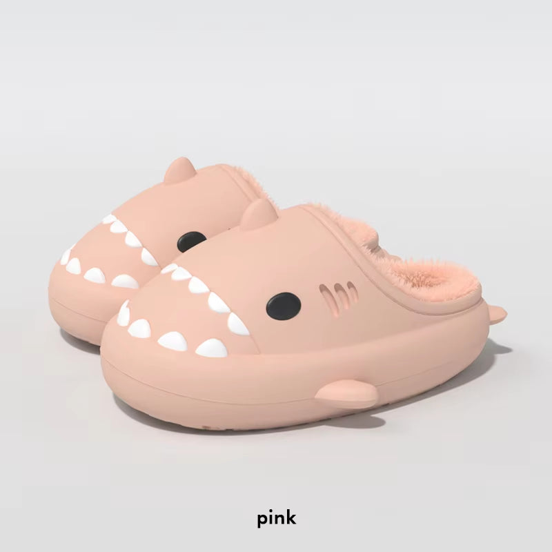 Shark Plush Slippers for Women Men Autumn Winter Warm Cartoon Cotton Slipper Non-Slip Waterproof Outdoor Home Shoes Shakr Slides