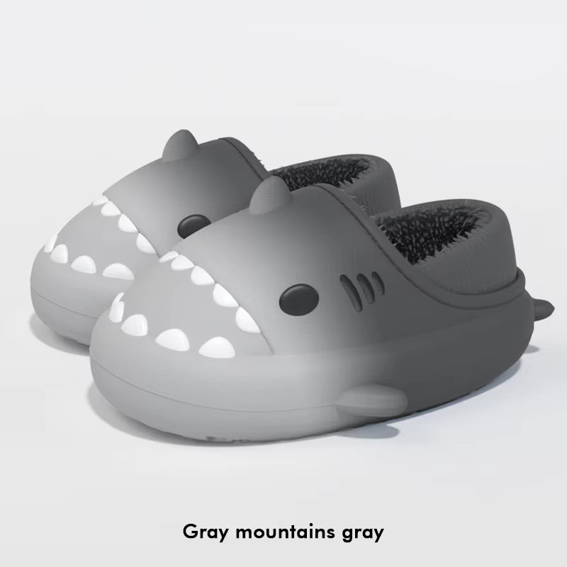 Shark Plush Slippers for Women Men Autumn Winter Warm Cartoon Cotton Slipper Non-Slip Waterproof Outdoor Home Shoes Shakr Slides