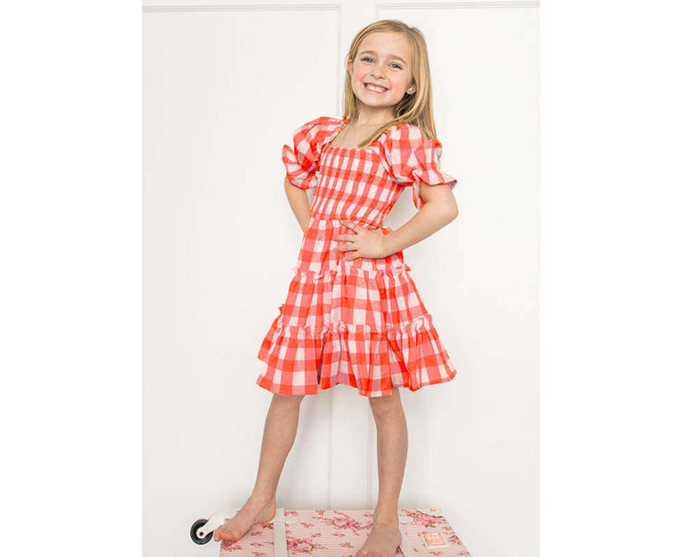 Stylish Summer Matching Red Plaid Maxi Dresses for Mum and Bub