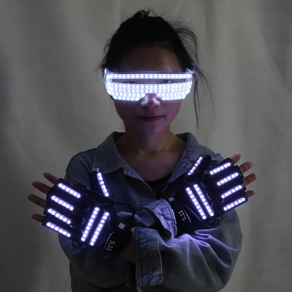 New Design LED Light Emitting Costumes LED Luminous Glasses Gloves Stage Props LED Luminous Costumes